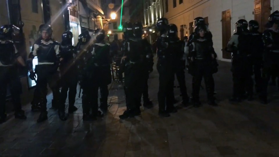  Clashes ... Riot police were deployed in the capital after reports of clashes among England fans