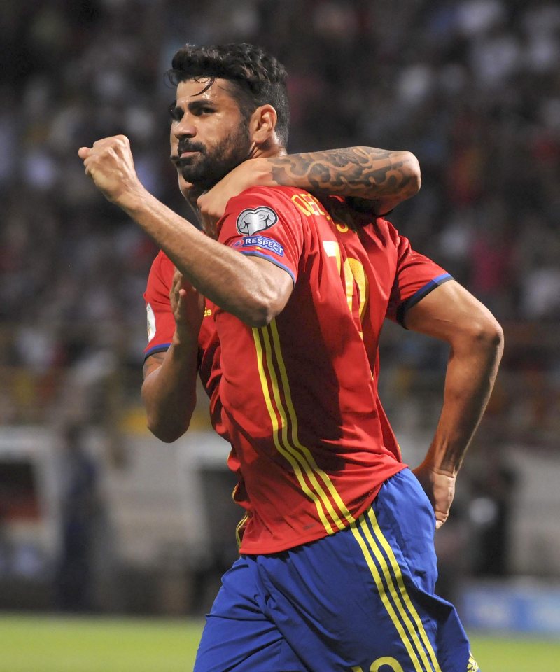  Diego Costa netted twice in the 8-0 rout of Liechtenstein