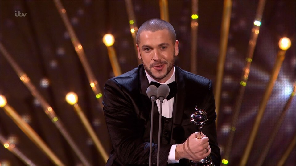  Shayne picking up his prize for best newcomer at the National Television Awards in January