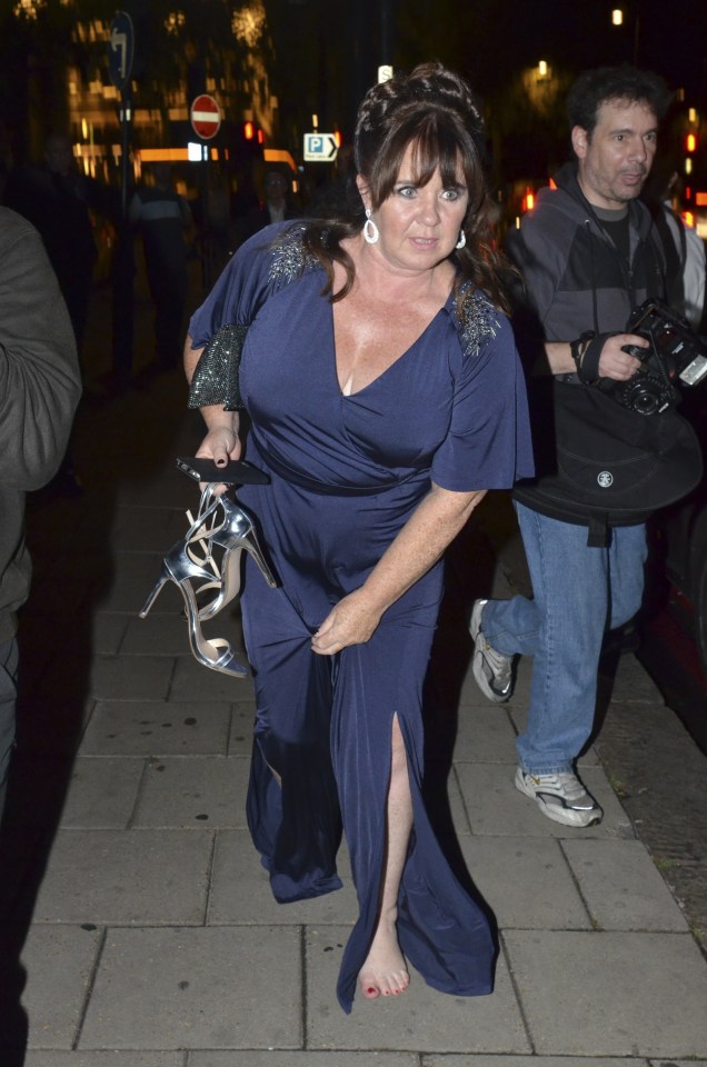  Coleen was seen carrying her shoes as she walked barefoot out of the venue at the end of the night