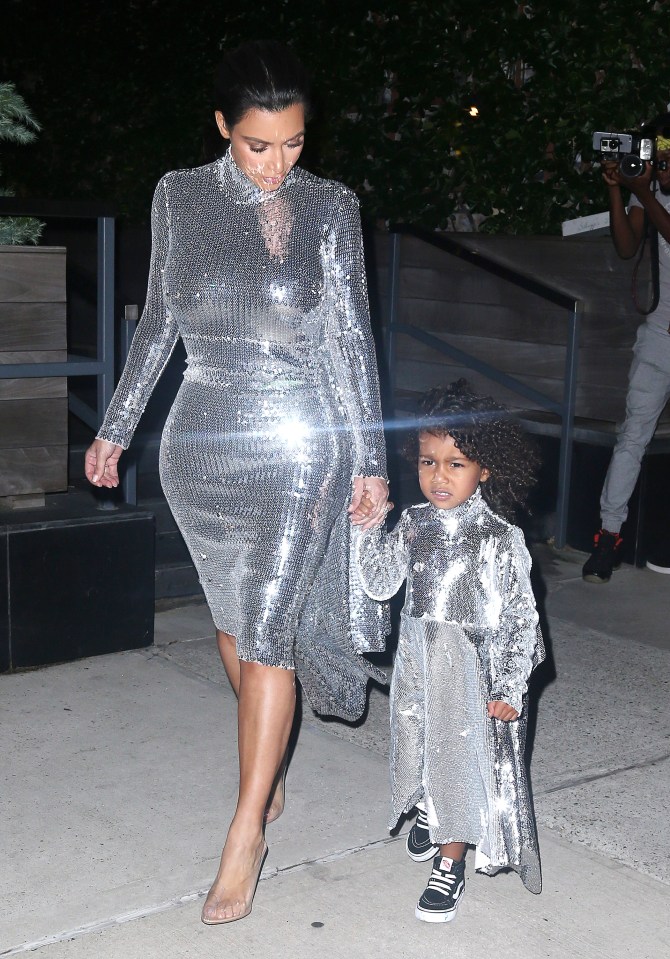  Kim Kardashian and daughter North West wore matching sequin dresses in New York