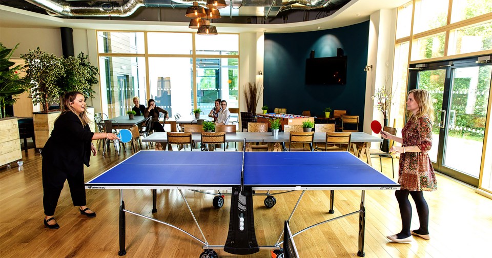  Staff can relax with a game of table tennis