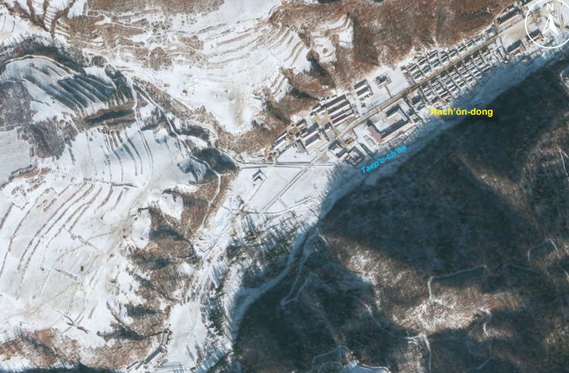 This satellite image identifies a section of inmate housing and agricultural fields in the frozen wilderness