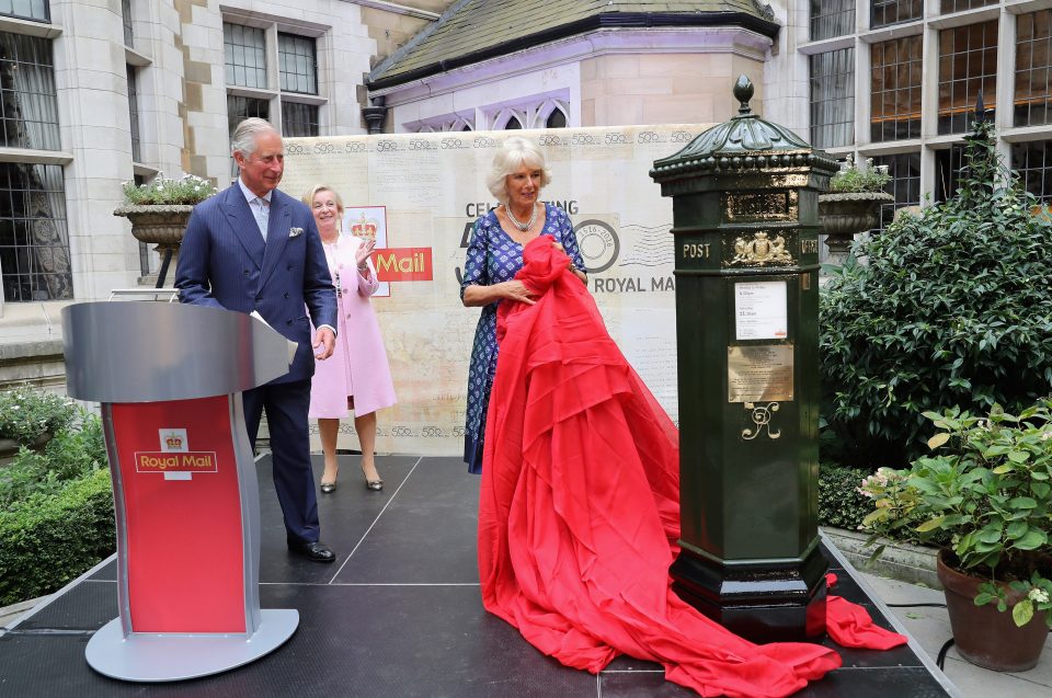  Charles and Camilla at a celebration marking 500 years of Royal Mail