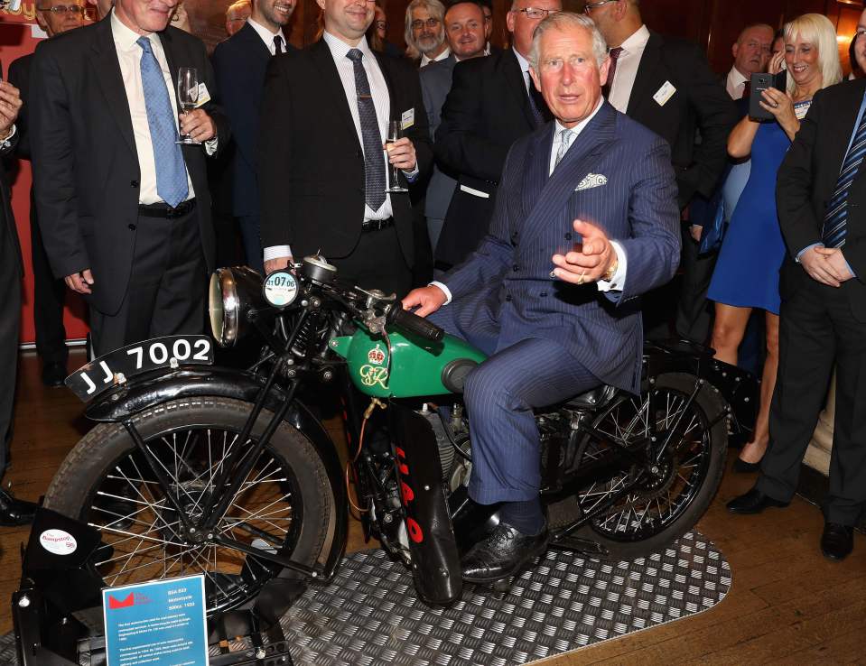  The royal heir poses on a Royal Mail motorcycle used to deliver telegrams