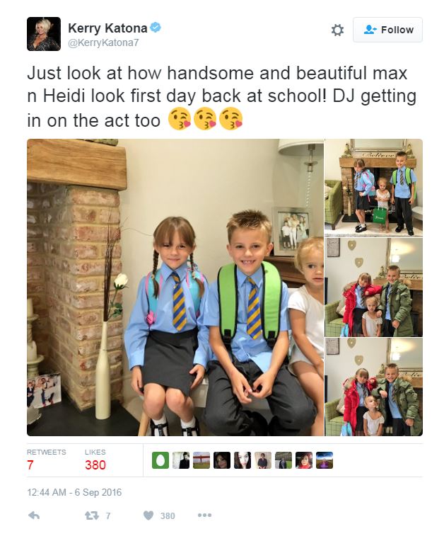 She shared a sweet snap of Max, Heidi and DJ at the start of the new school year