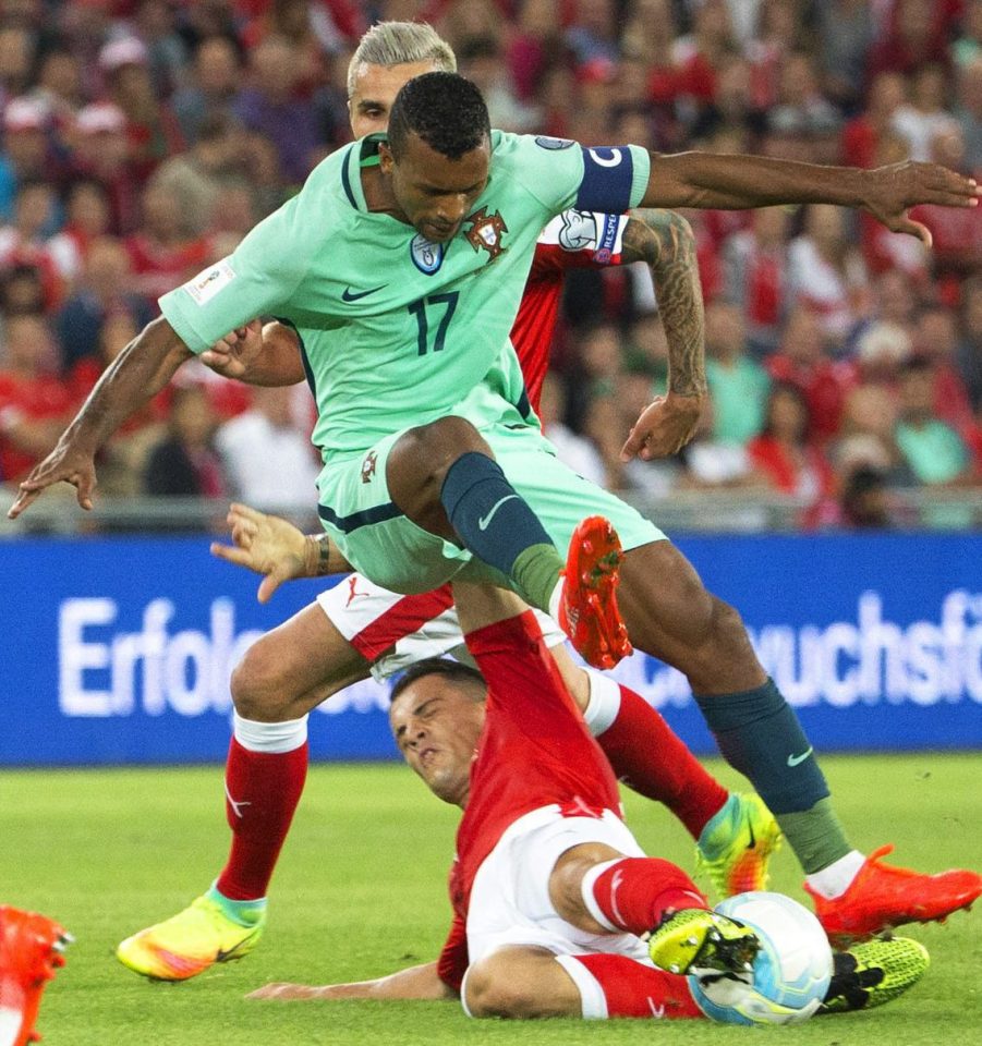  Granit Xhaka was sent off for a two-footed lunge on Nani