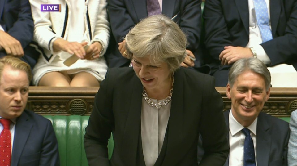  The incident happened when Theresa May hosted her first PMQs as PM