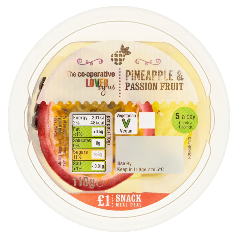  Co-op Pineapple and passion fruit pot available as a snack as part of their meal deal