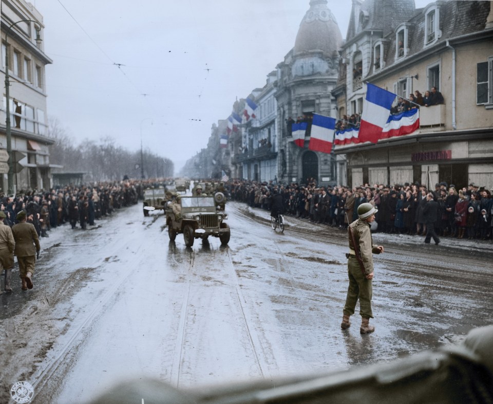  The French Tricolour flies in celebration of Liberation Day as the Nazis are finally driven out of Paris