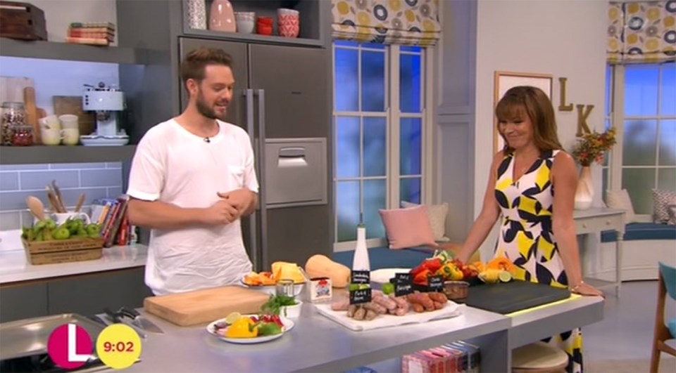 Cheeky John Whaite whipped out some sausage puns with Lorraine in the kitchen