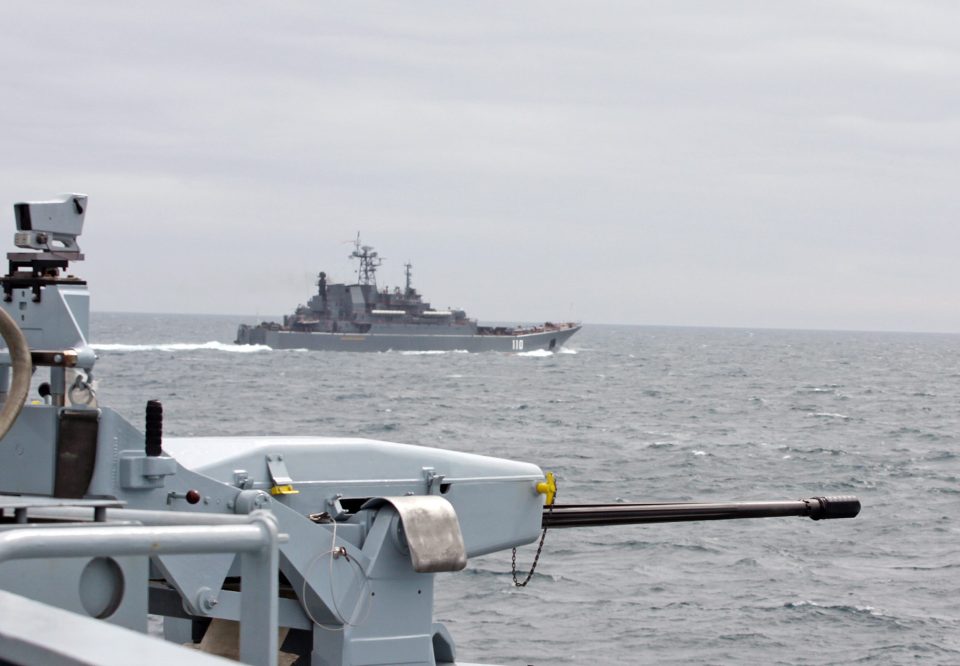  The Russian Ropucha-class Landing Ship Tank Minsk was spotted by HMS Tyne