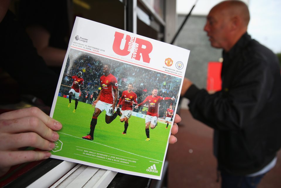 Today's match programme with Marcus Rashford on the front cover