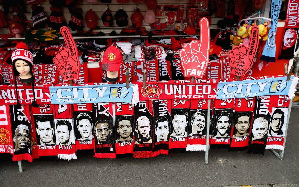 Souvenirs for sale prior the Premier League showdown today