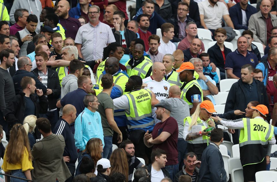  West Ham fans fought with stewards and themselves during Watford game