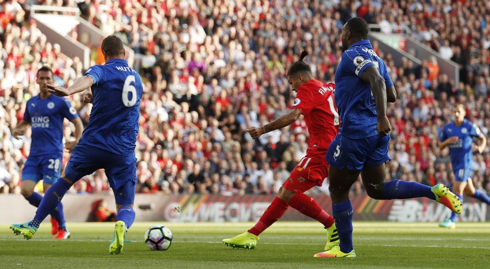  Firmino steers Liverpool in front early on against champions Leicester