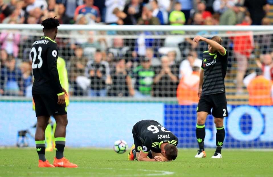  John Terry was left on the deck after a nasty injury to his ankle and was seen leaving on crutches