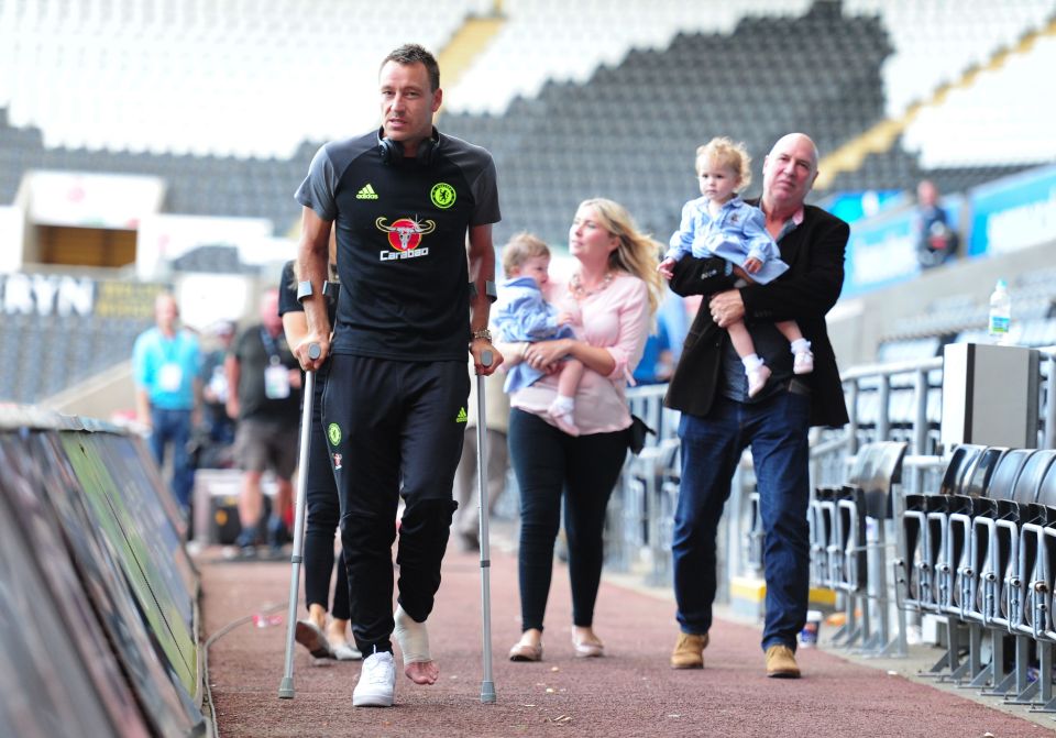  Terry left the Liberty Stadium on crutches on Sunday