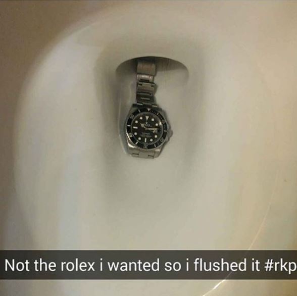  One pampered kid flushes away his Rolex