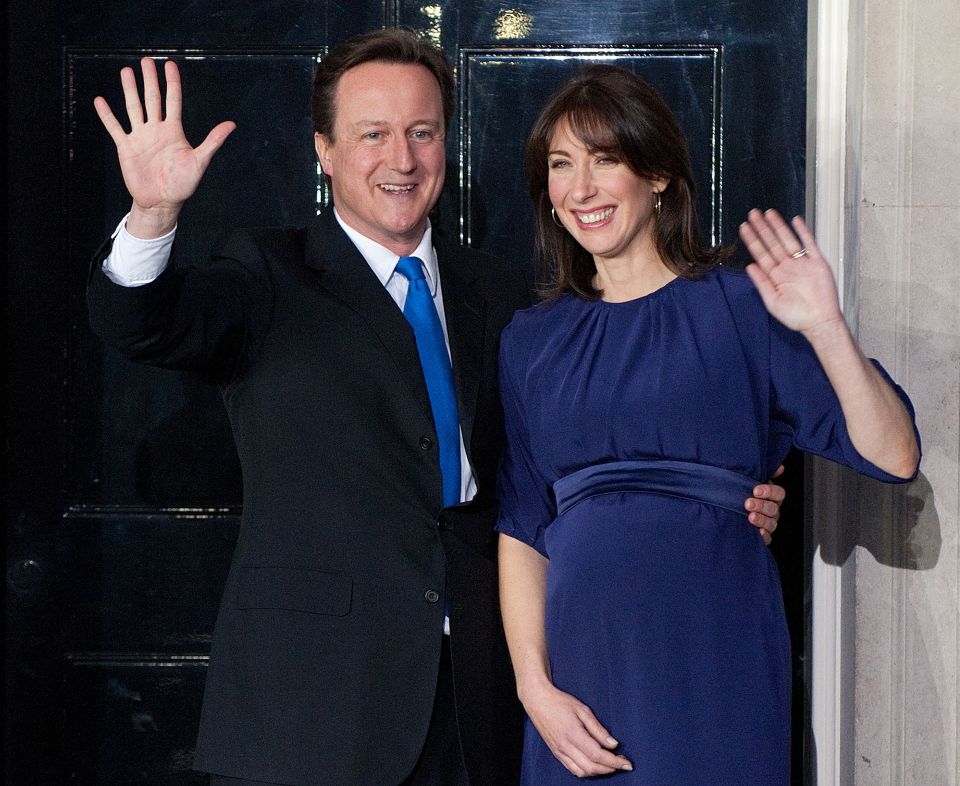  David with wife Sam, then pregnant with Florence, on the day they moved into Downing Street in 2010