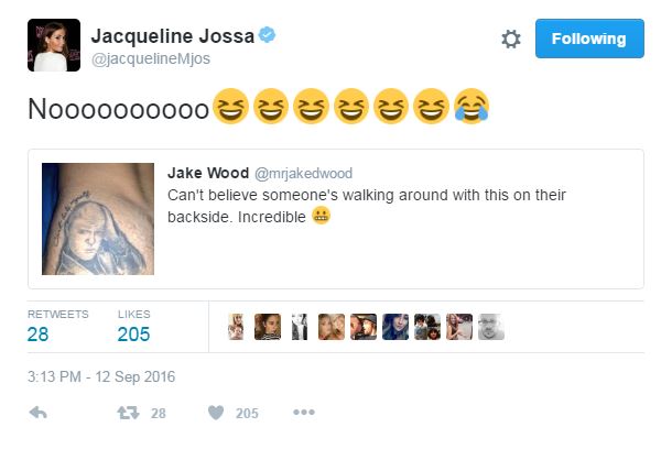 His on-screen daughter Jacqueline Jossa tweeted her amusement at the pic