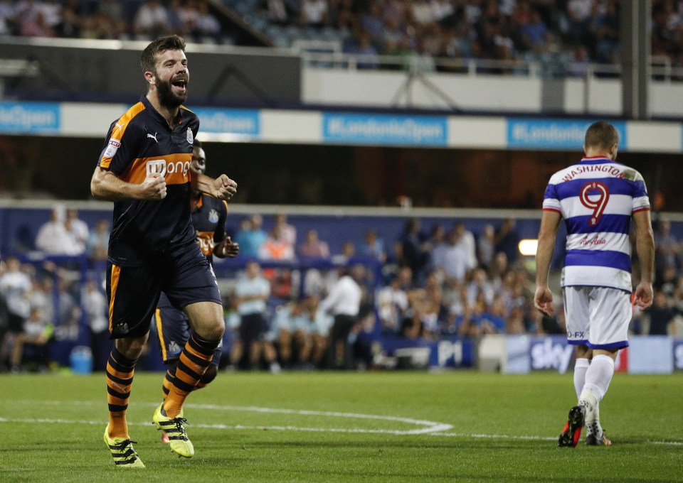  Newcastle United's Grant Hanley celebrates scoring their sixth goal in a rout over QPR in the week