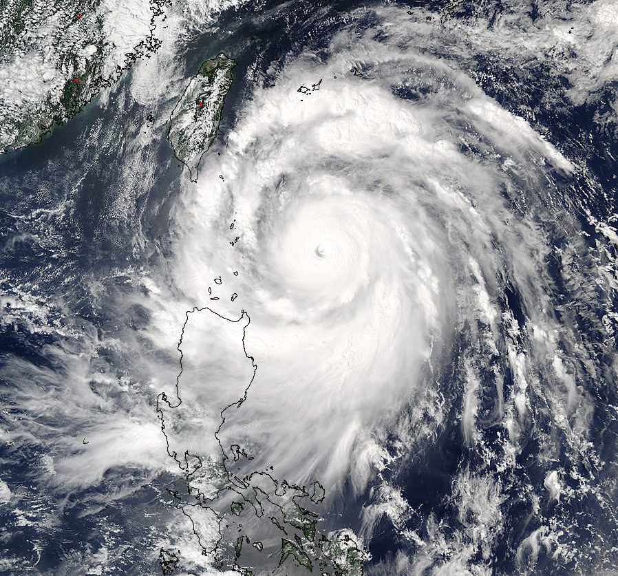  A NASA satellite image shows Super Typhhon Meranti as it passes the Philippines and travels towards Taiwan