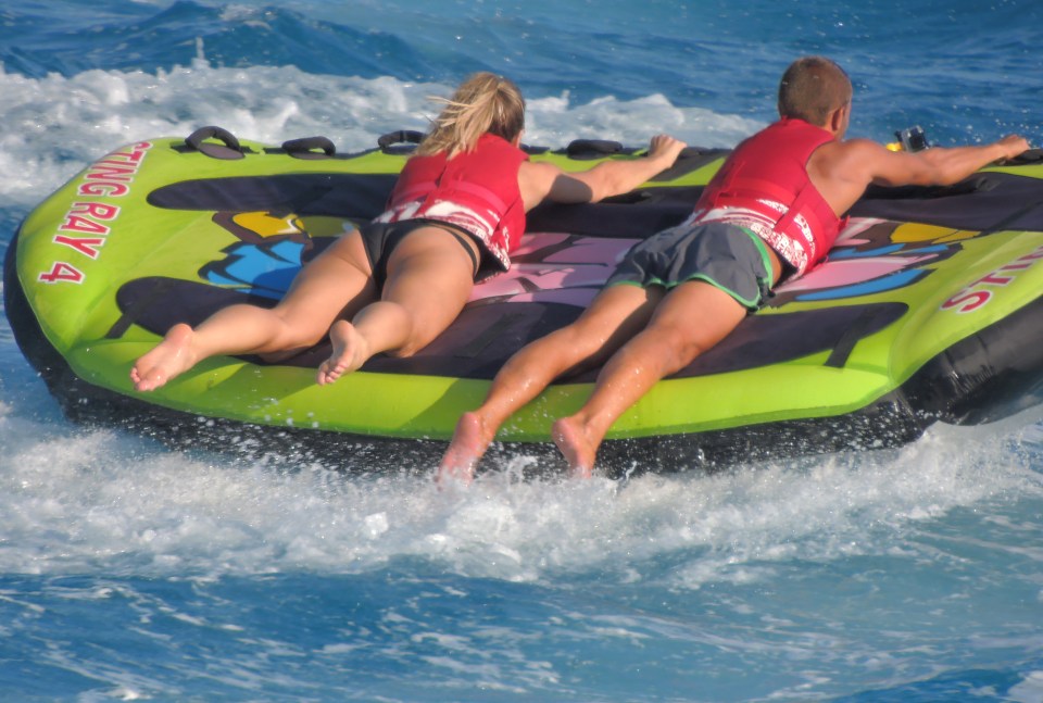  She and a mate made a splash on an inflatable raft