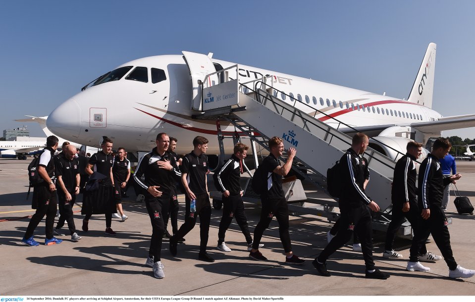 Dundalk players arrive in Amsterdam ahead of their Europa clash