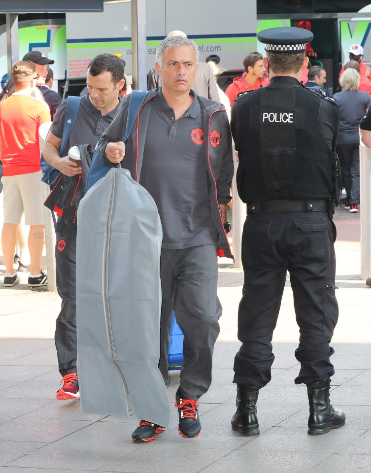 Jose Mourinho led the way as United arrived at Manchester airport