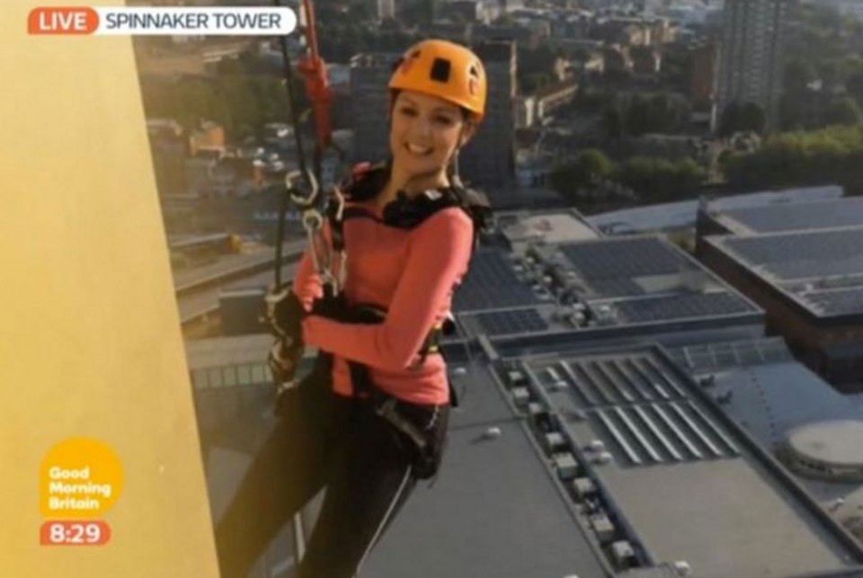  The presenter was about to abseil down a tower