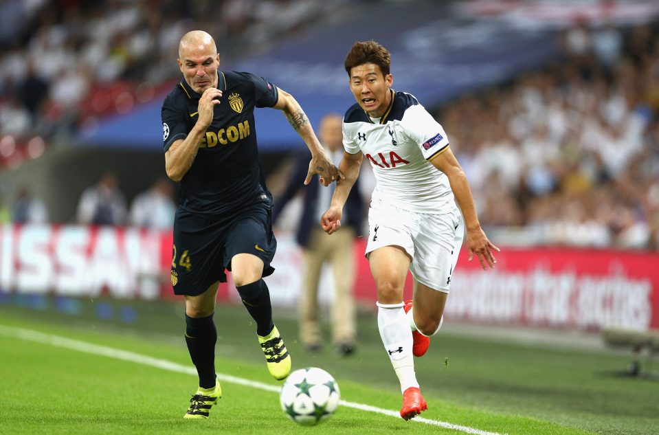  Heung-min Son in action for Spurs during their Champions League match against Monaco at Wembley earlier in the season