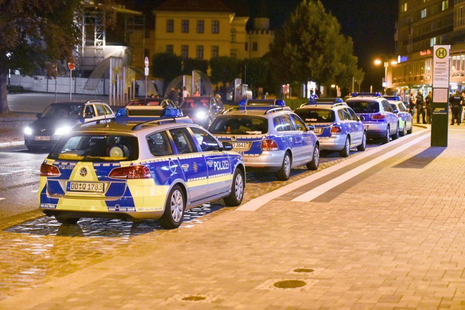  Police said the neo-Nazis were goaded before they began chanting 'Bautzen for the Germans' and bottles and fists began flying