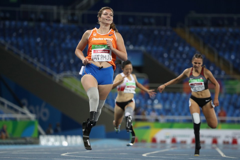  Hardly anyone was around to see Marlou Van Rhijn in the T44 women's 200m heat