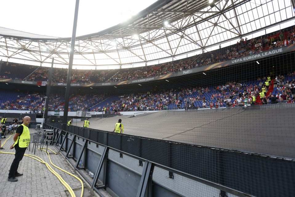 Swathes of empty seats at Feyenoord's De Kuip stadium as the club are scared of any more crowd trouble