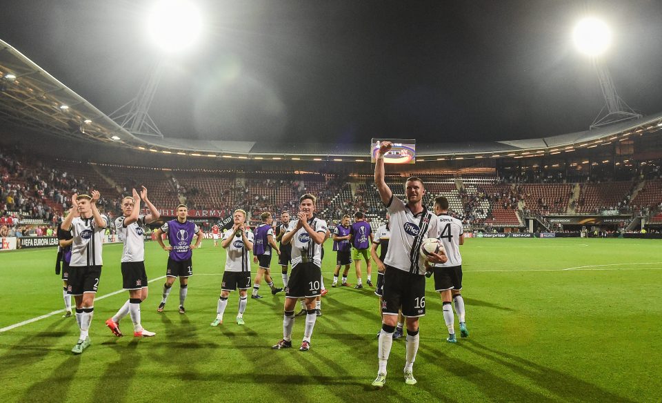 Kilduff and his team-mates celebrate at full-time in Holland