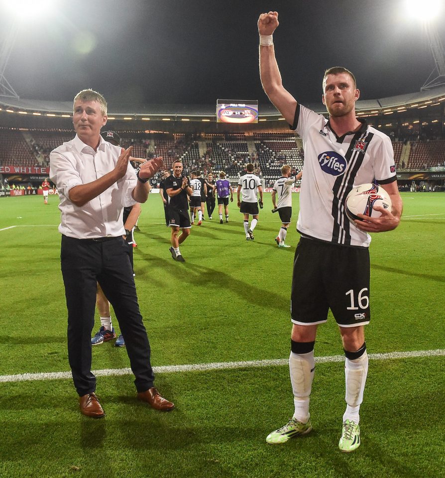 Kilduff with the match ball and his boss Stephen Kenny 