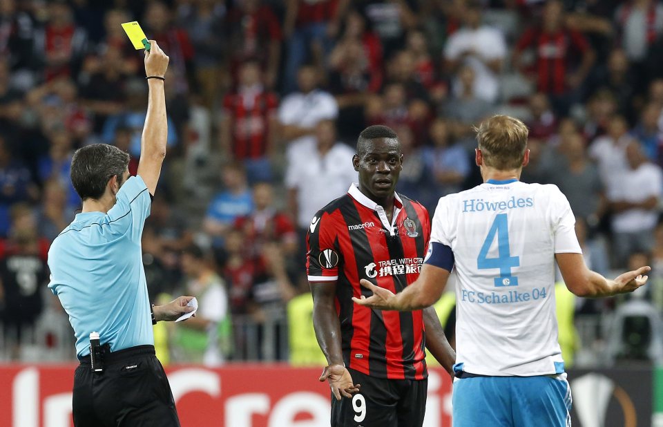 Mario Balotelli got booked and failed to score for Nice against Schalke