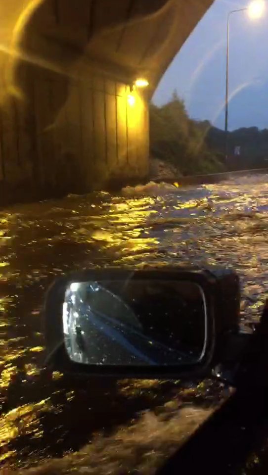  The M25 turned into a river after torrential downpours