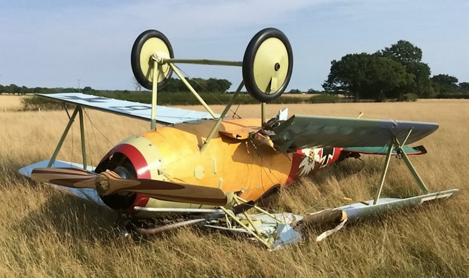  The plane landed upside down after suffering engine failure