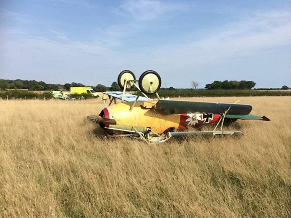  The replica World War One plane crashed upside down  four miles from Headcorn Aerodrome