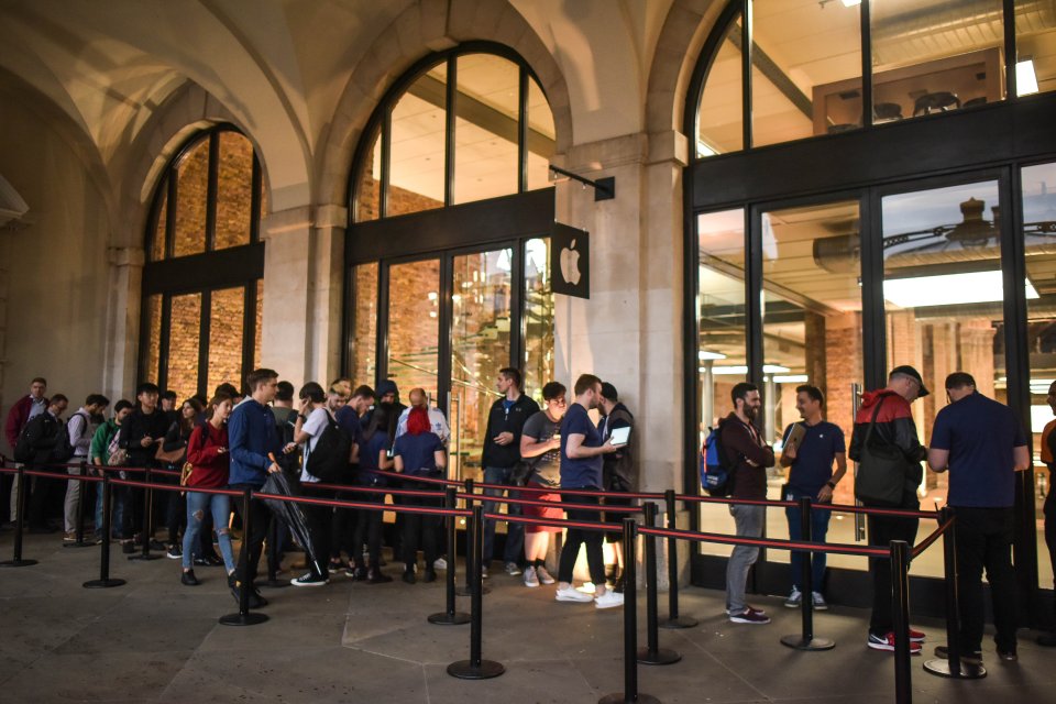  Apple fans began appearing outside the store in the early hours of Friday morning before doors opened at 8am