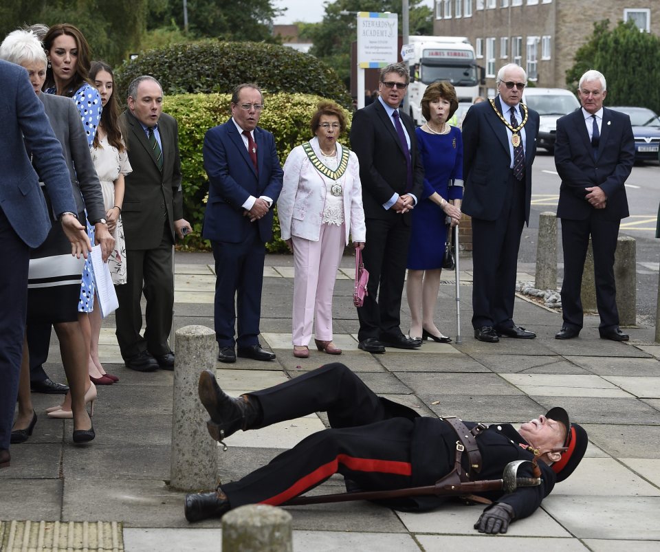  The Vice Lord Lieutenant of Essex fell over during a royal visit to a school in Essex