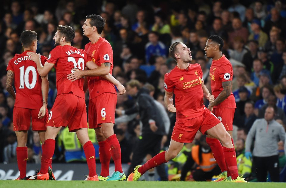  Henderson celebrates after his brilliant long-range effort