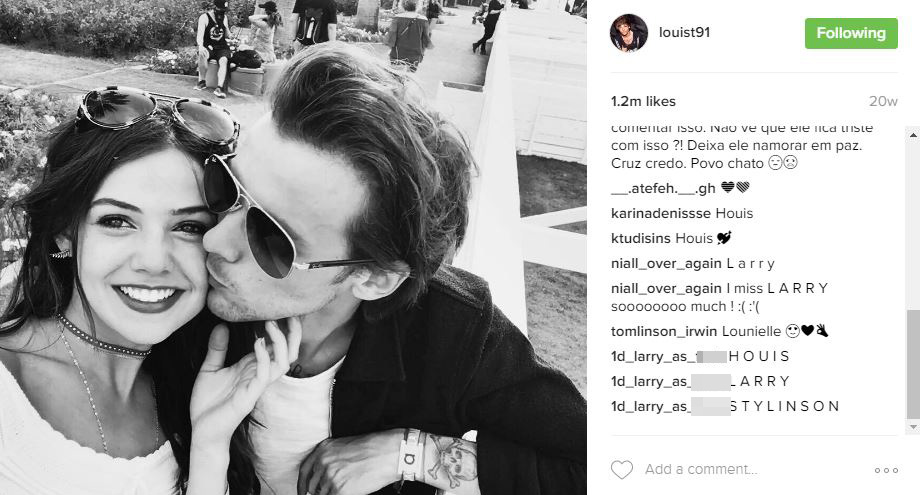  Despite being in a relationship with Danielle Campbell, Louis is still inundated with messages about the Larry ship