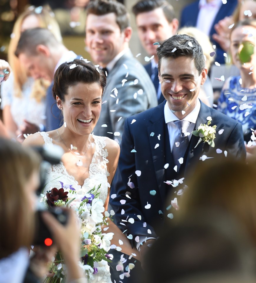  Armitstead and Team Sky racer Philip Deignan beamed as they left the church in Otley today