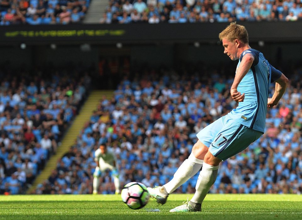  The Belgian gave Manchester City the lead in their 4-0 win