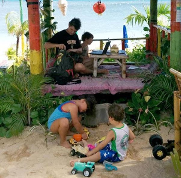  Playing in the sand in Koh Samui, Thailand