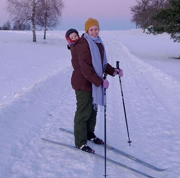  Caroline skiing in Sweden with Winston