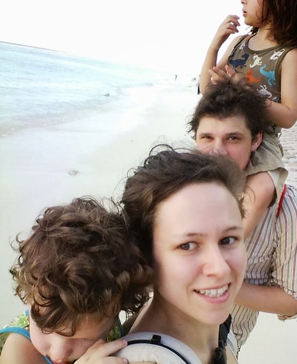  The family on a beach in the Maldives